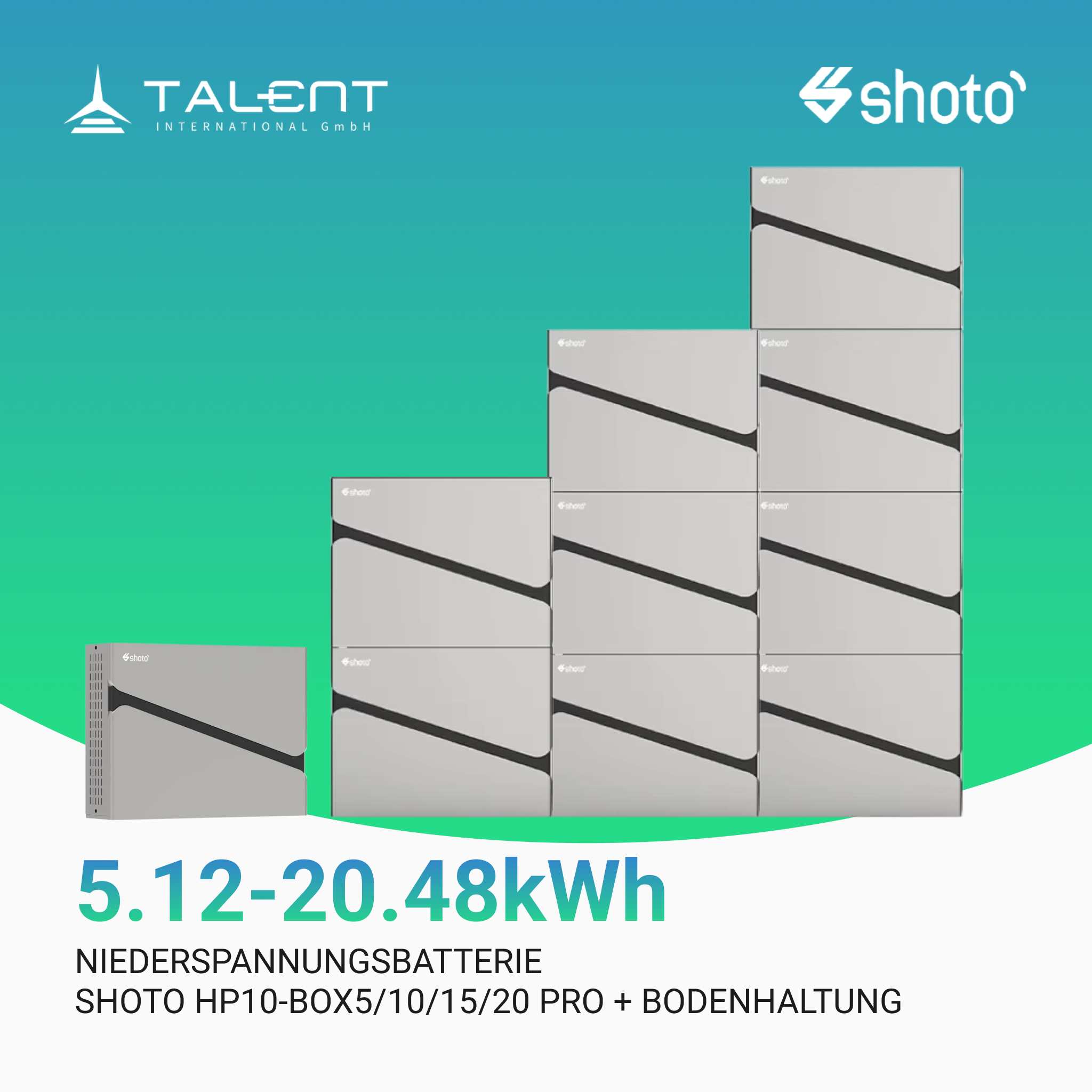 Shoto HP10-Box5/10/15/20 Pro, 5,12-20.48kWh Niederspannungsbatterie