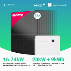 PV Komplettset 16.74 kWp - 36 × AIKO 465W Full Black & Sigenergy Sigen Energy Controller 20.0 TP 20kW mit Speicheroption