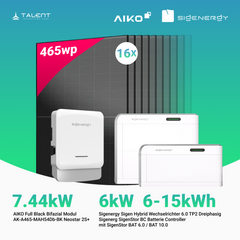 PV Komplettset 7.44 kWp - 16 × AIKO 465W Full Black & Sigenergy Sigen Hybrid Wechselrichter 6.0 TP2 6kW Dreiphasig mit Speicheroption