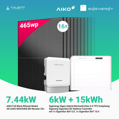 PV Komplettset 7.44 kWp - 16 × AIKO 465W Full Black & Sigenergy Sigen Hybrid Wechselrichter 6.0 TP2 6kW Dreiphasig mit Speicheroption