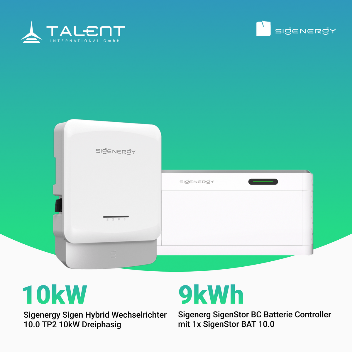 Sigenergy SigenStor Set 10.0 TP2 – 10 kW Dreiphasiger Hybrid Wechselrichter mit SigenStor BC & SigenStor BAT 10.0 (9kWh)