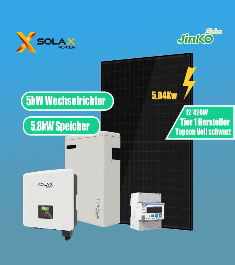 SolaX X3-HYBRID 5kw Wechselrichter+5,04kW Jinko Solarmodule+Solax 5,8Kw Speicher