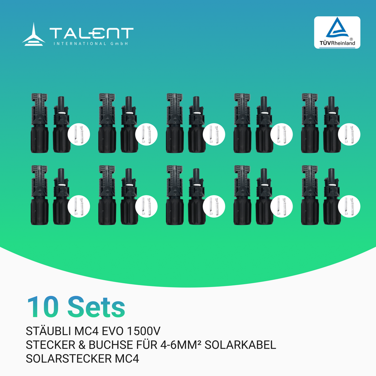 Stäubli MC4 EVO 1500V | Stecker & Buchse für 4-6mm² Solarkabel, Solarstecker MC4