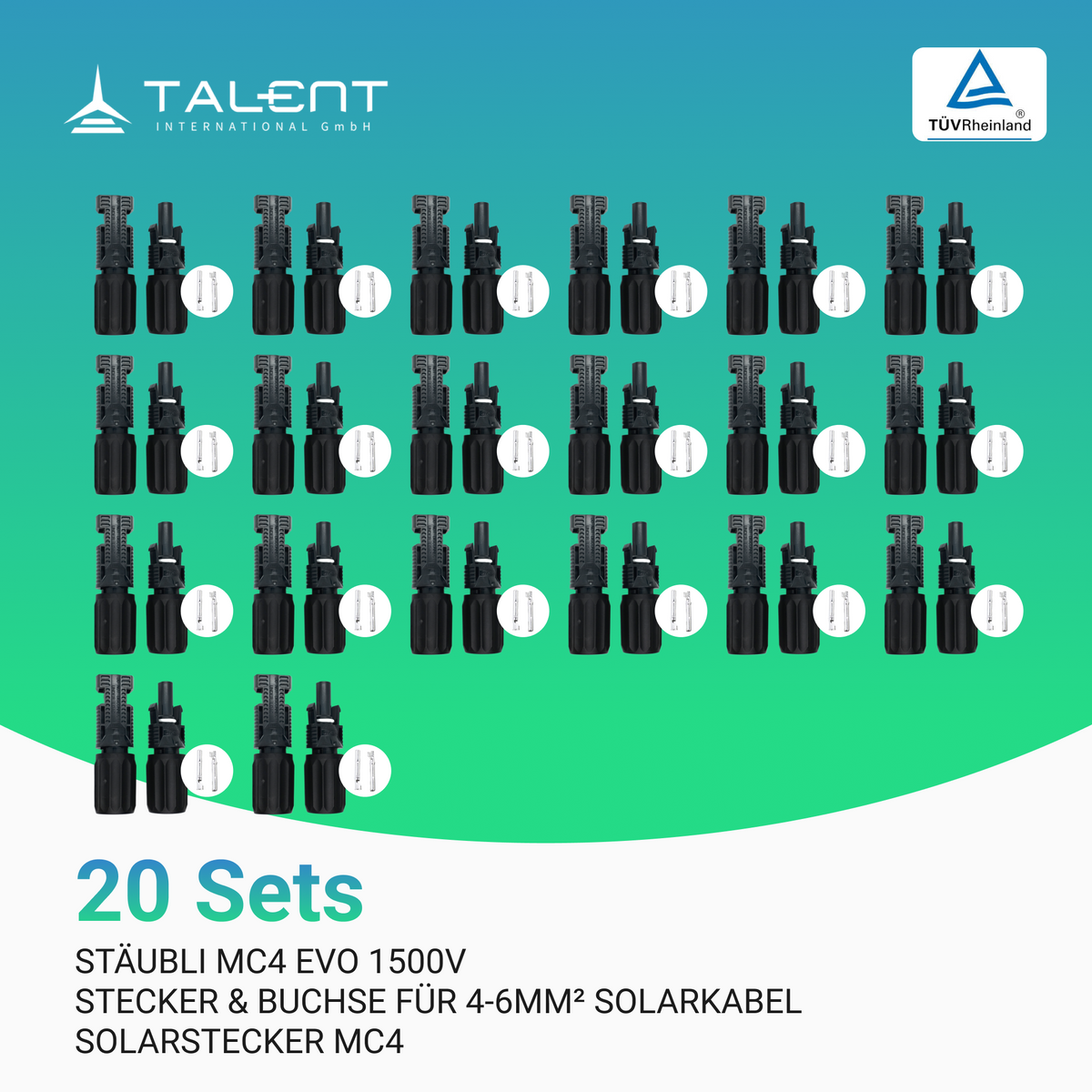 Stäubli MC4 EVO 1500V | Stecker & Buchse für 4-6mm² Solarkabel, Solarstecker MC4