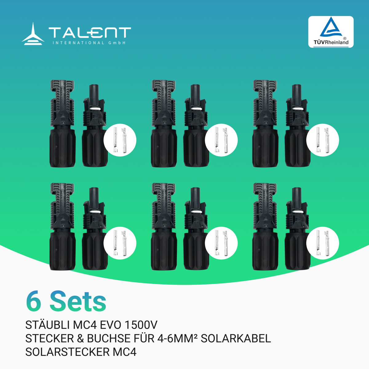 Stäubli MC4 EVO 1500V | Stecker & Buchse für 4-6mm² Solarkabel, Solarstecker MC4