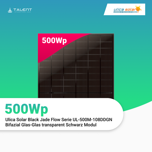 Ulica Solar 500WP UL-500M-108DDGN "Black Jade Flow" Bifazial N-Type transparent Glas-Glas Black Modul