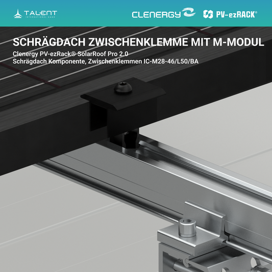 Clenergy PV-ezRack Unterkonstruktion Schrägdach Komponenten - Zwischenklemme ohne Erdung, IC-M28-46/L50/BA