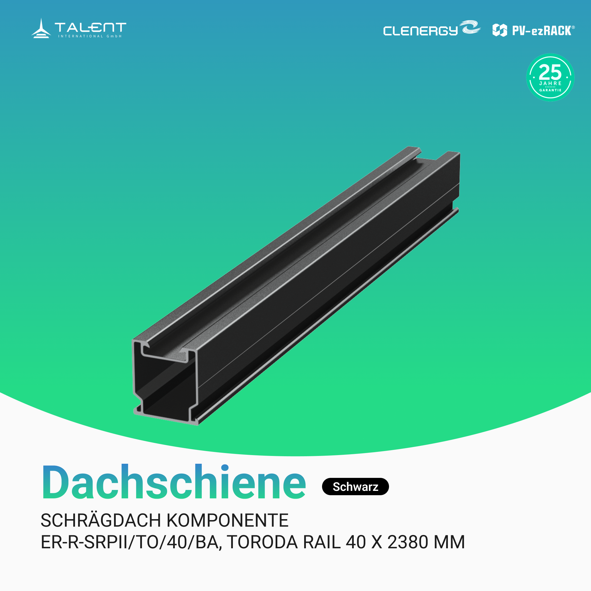 Clenergy PV-ezRack Unterkonstruktion Schrägdach - Dachschiene 40*2380mm