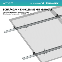 Clenergy PV-ezRack® SolarRoof Pro 2.0 Unterkonstruktion Schrägdach Komponenten - Endklemme mit Erdung, EC-M28-46/L50/MI, 28-46 mm, lange 50mm, halb Schwarz