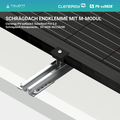 Clenergy PV-ezRack® SolarRoof Pro 2.0 Unterkonstruktion Schrägdach Komponenten - Endklemme mit Erdung, EC-M28-46/L50/MI, 28-46 mm, lange 50mm, halb Schwarz