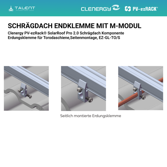 Clenergy PV-ezRack® SolarRoof Pro 2.0 Unterkonstruktion Schrägdach Komponenten - Erdungsklemme für Toroschiene, Seitenmontage EZ-GL-TO/S
