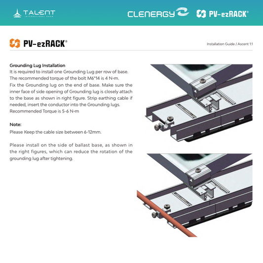 Clenergy PVezRack® Ascent 1.1 Unterkonstruktion Flachdach Komponenten - Erdungsverbinder EZ/GL/U/12