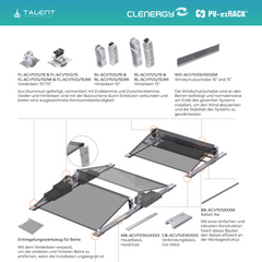 Clenergy PV-ezRack Unterkonstruktion Flachdach Komponenten - Hintere Stütze 10° mit Klemme RL-ACV11/G/10/MI
