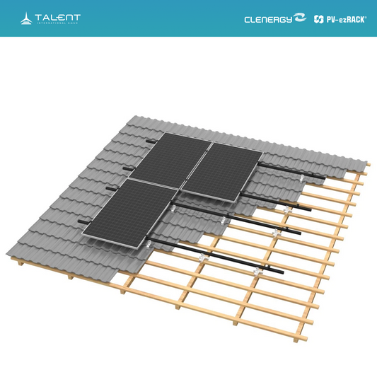 Clenergy PV-ezRack SolarRoof Pro 2.0 Unterkonstruktion Schrägdach Set für 24 Module in Silber oder Schwarz