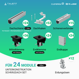 Clenergy Unterkonstruktion Schrägdach | 24 zusammenstehende Module | in Silber oder Schwarz