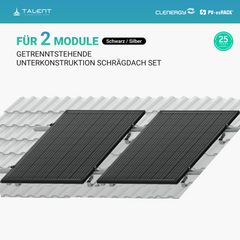 Clenergy PV-ezRack SolarRoof Pro 2.0 Unterkonstruktion Schrägdach Set für 2 getrenntstehende Module in Silber oder Schwarz