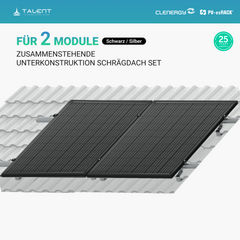 Clenergy PV-ezRack SolarRoof Pro 2.0 Unterkonstruktion Schrägdach Set für 2 zusammenstehende Module in Silber oder Schwarz