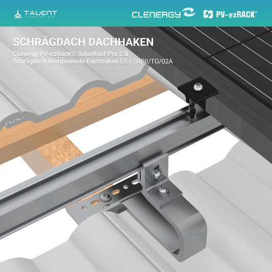 Clenergy PV-ezRack® SolarRoof Pro 2.0 Unterkonstruktion Schrägdach Komponenten - Dachhaken 34-56mm ER-I-SRPII/TO/02A