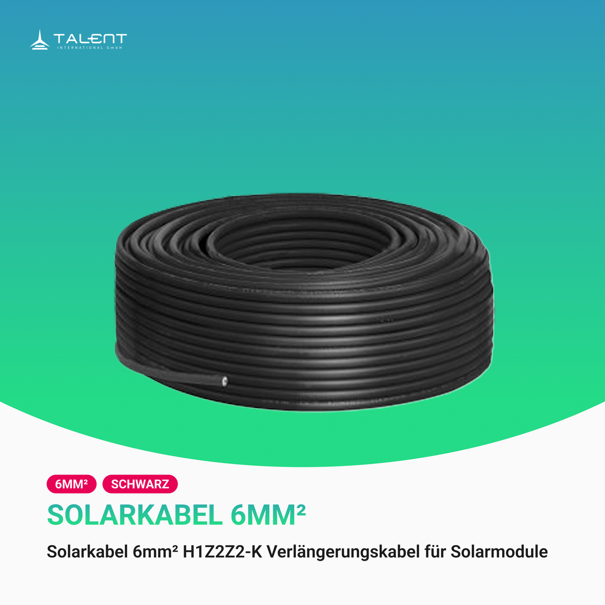Solarkabel 6mm²  H1Z2Z2-K Verlängerungskabel für Solarmodule