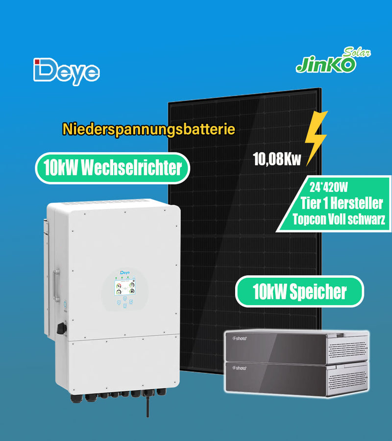 DEYE SUN-10K-Hybrid-Wechselrichter-ANLAGE 10,08KWP  (24*JINKO 420 WP) MIT SPEICHER 10KW