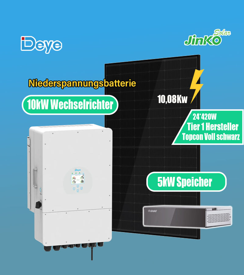 DEYE SUN-10K-Hybrid-Wechselrichter-ANLAGE 10,08KWP  (24*JINKO 420 WP) MIT SPEICHER 5KW